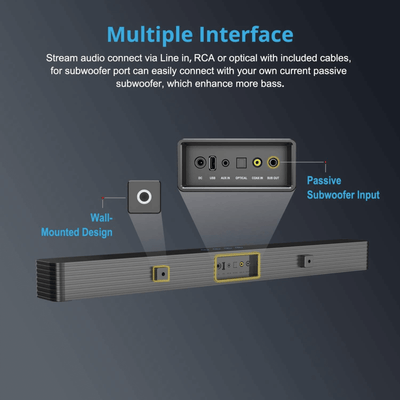 Norcent KB2020 Black Mamba Series 32" 80W Bluetooth Sound Bar with Remote Option