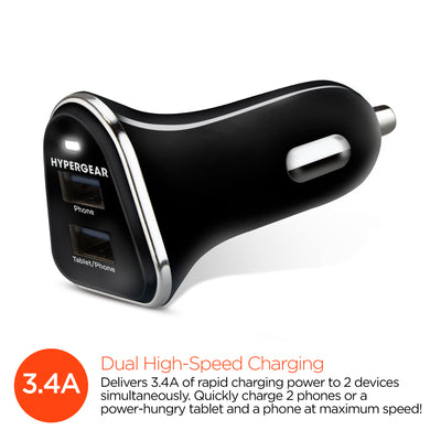 HyperGear Hi-Power Dual USB 3.4A Car Charger (DUSBCHARGER-PRNT)