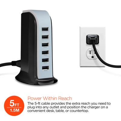 HyperGear Power Tower 6 6A & 30W Charging Station (14300-HYP)