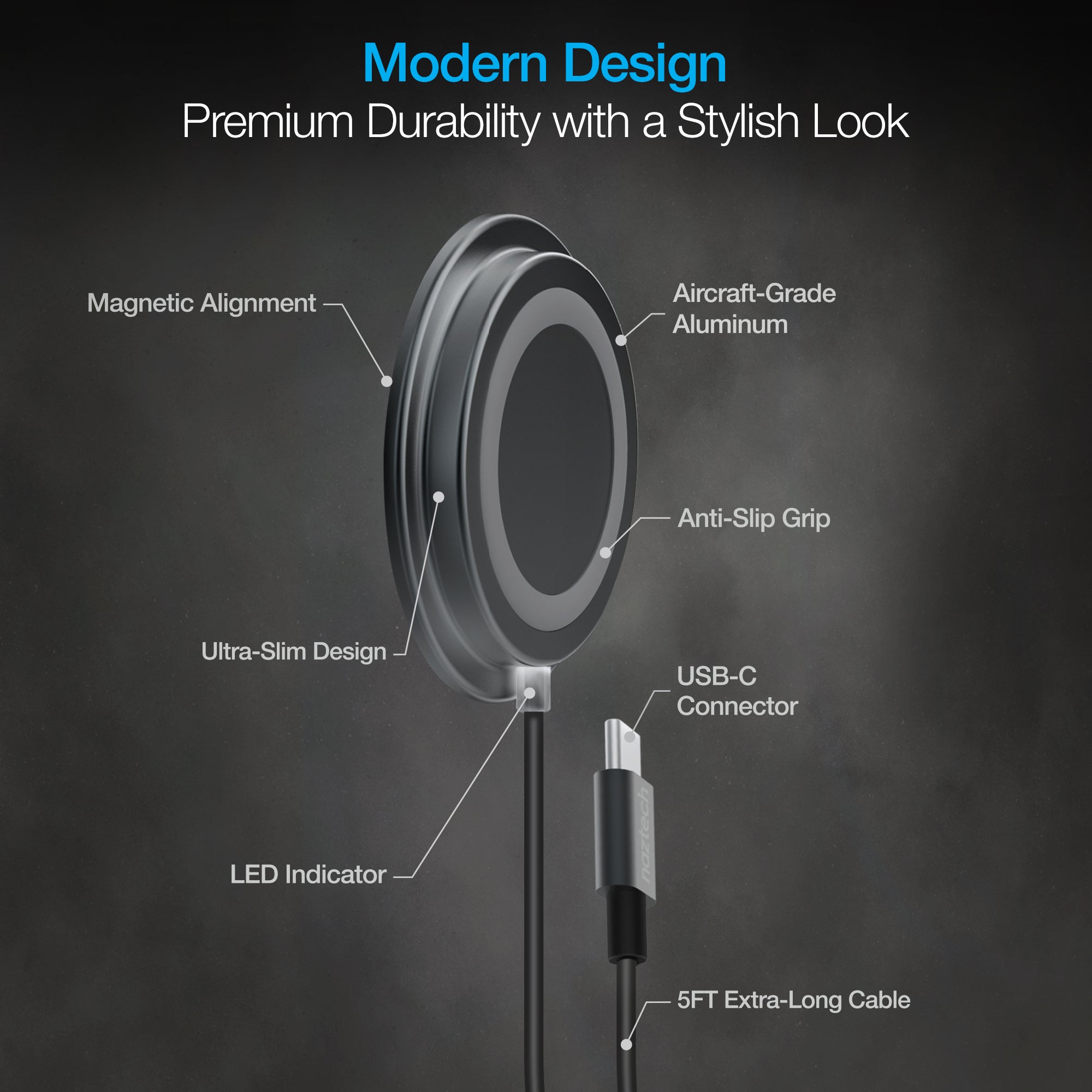 Naztech Alloy Magnetic 15W Wireless Fast Charger