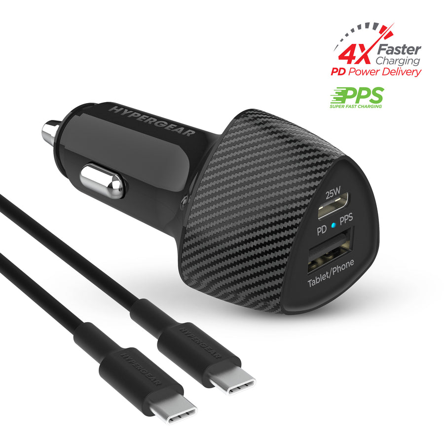 HyperGear SpeedBoost 25W PD USB-C Car Kit with PPS Fast Charge Tech