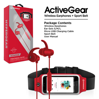 HyperGear ActiveGear Wireless Earphones + Sport Belt