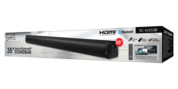 Supersonic 35" Optical Bluetooth Soundbar with Remote Control and LED Display (SC-1421SB)