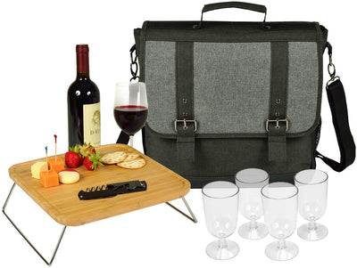Picnic at Ascot Wine Messenger Bag with Table (624-CH)