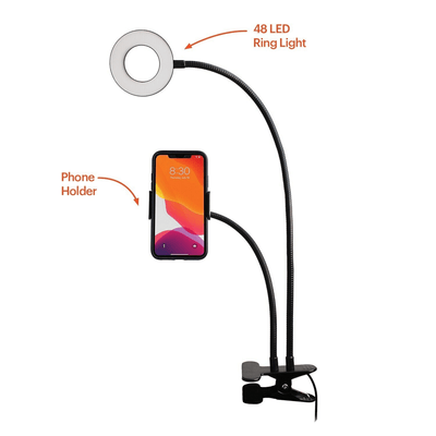 Cygnett V-Classic 2-in-1 Selfie Ring Light with 3 Lighting Modes and Base Clamp