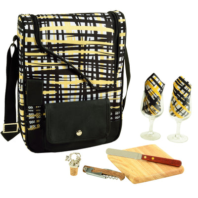 Picnic at Ascot Bordeaux Wine & Cheese Cooler Bag with Glass Wine Glasses & Blanket (535X)