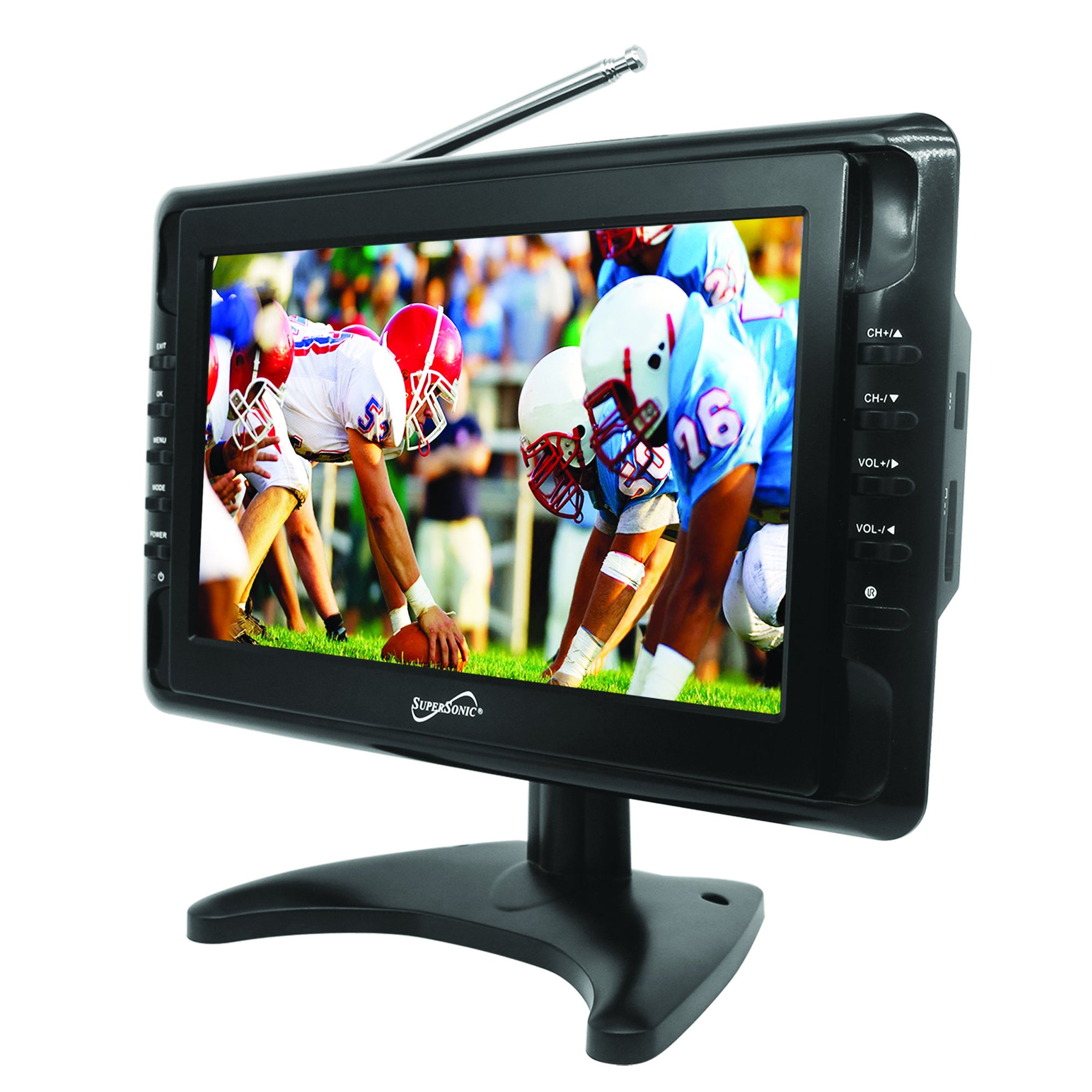 Supersonic 10" Portable Digital LED TV with USB & SD Inputs, 12 Volt ACDC Compatible Handheld Television (SC-2810)