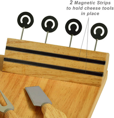 Picnic at Ascot Windsor Hardwood Cheese Board with 4 Tools, Ceramic Bowl and Cheese Markers (CB60)