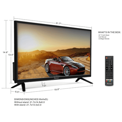 Norcent 24 Inch 720P LED HD Smart TV Wall-Mountable with Surround Sound