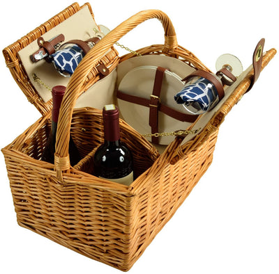Picnic at Ascot Vineyard Willow Picnic Basket with Service for 2 (707)