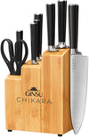 Ginsu Gourmet Chikara Series Forged 420J Japanese Stainless Steel 8-Piece Knife Set with Finished Bamboo Block