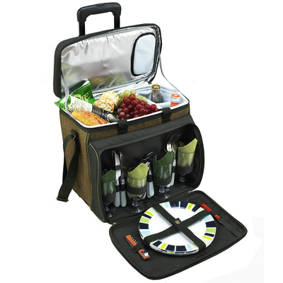 Picnic at Ascot Picnic Cooler with Service for 4 on Wheels (330)