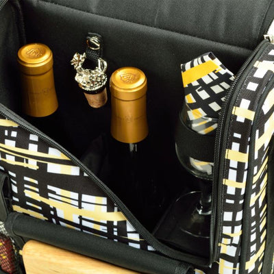 Picnic at Ascot Bordeaux Wine & Cheese Cooler Bag with Glass Wine Glasses & Blanket (535X)