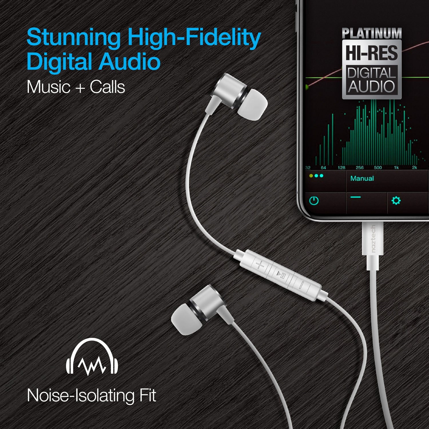 Naztech Platinum High Fidelity Lightning Earbuds