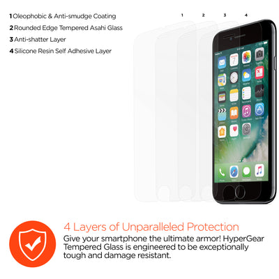 HyperGear Premium 3PK Tempered Glass iPhone 6, 6s, 7 & 8 Plus Clear (14307-HYP)