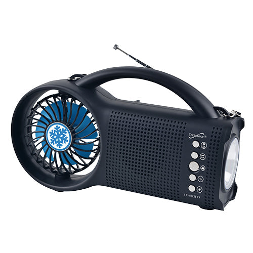 Supersonic Solar Power Bluetooth Speaker with FM Radio, LED Torch Light & Fan (SC-1073ERF)