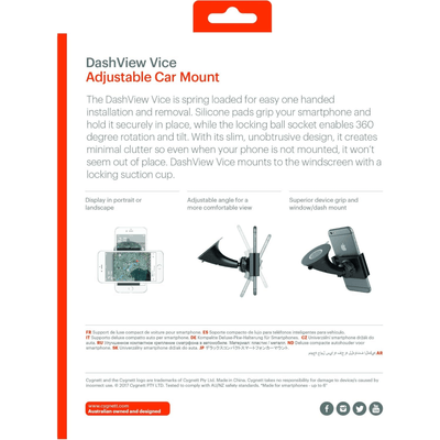 Cygnett DashView Adjustable Universal Car Windscreen Vice Mount w Silicone Grip