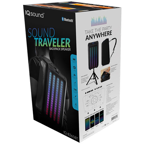 Supersonic 2 x 6.5" Sound Traveler Portable Backpack Speaker w TWS, LED Lights (IQ-8265BT)