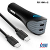 Naztech Dual 18W PD Car Charger + USB-C to USB-C 4ft Cable (15147-HYP)