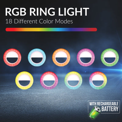 Clip-On 18 LED Selfie Ring Light with RGB (SC-1130RGB)