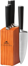 Ginsu Gourmet Chikara Series Forged 420J Japanese Stainless Steel 5-Piece Knife Set with Finished Hardwood Block