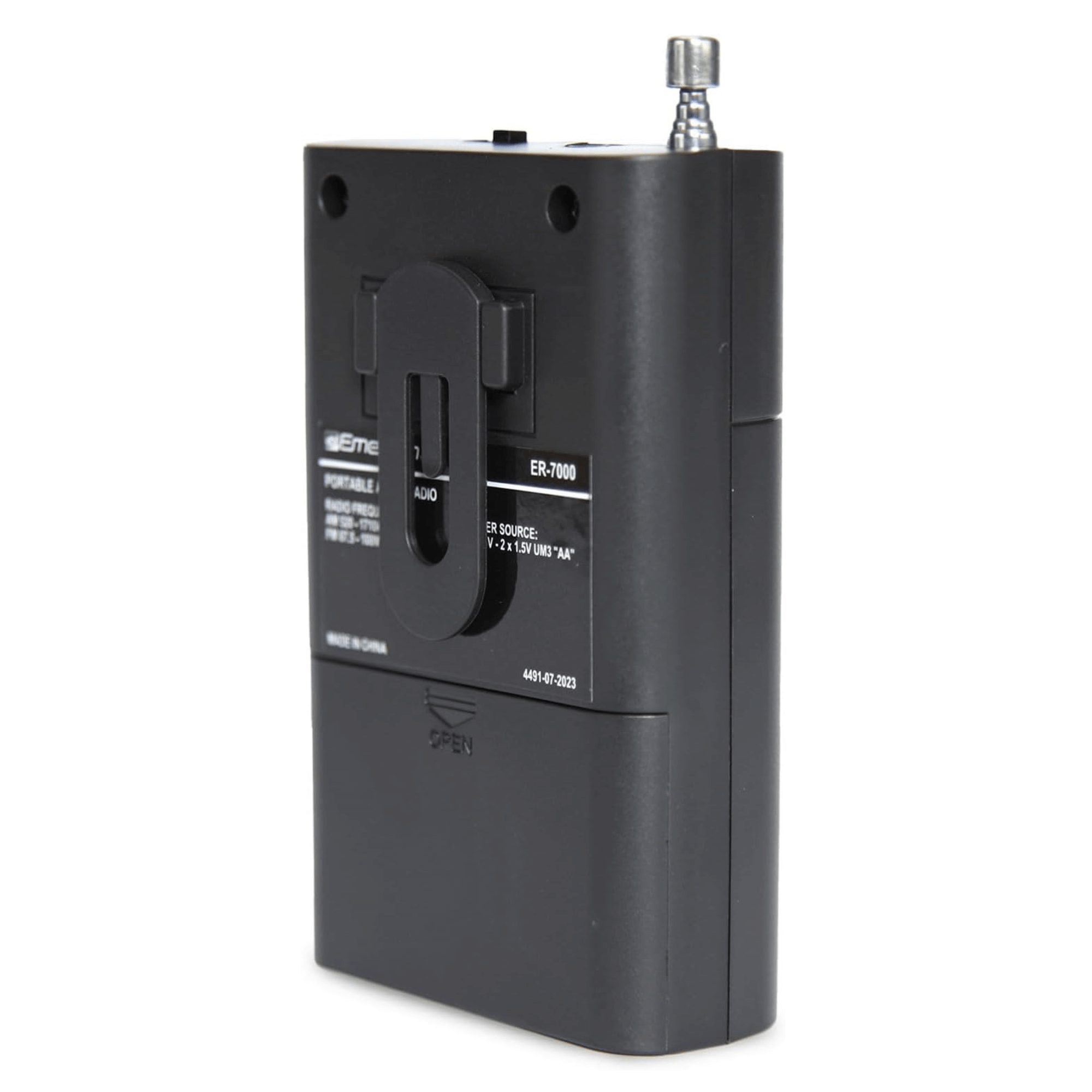 Emerson Portable AMFM Radio with Built-In Speaker and Easy Removable Belt Clip