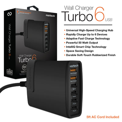 Naztech Turbo 6 Universal 11A QC3.0 Wall Charger (13841-HYP)
