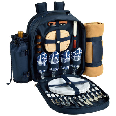 Picnic at Ascot Picnic Backpack with Service for 4 & Blanket (081X)