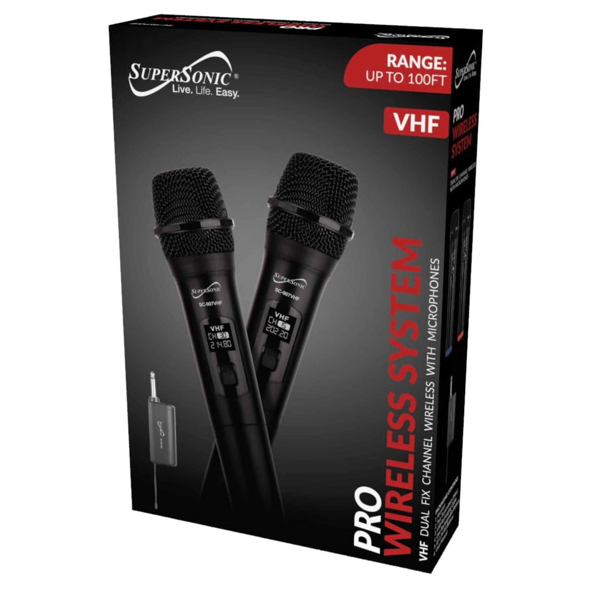 Supersonic VHF Dual Fixed Channel Professional Wireless Microphone