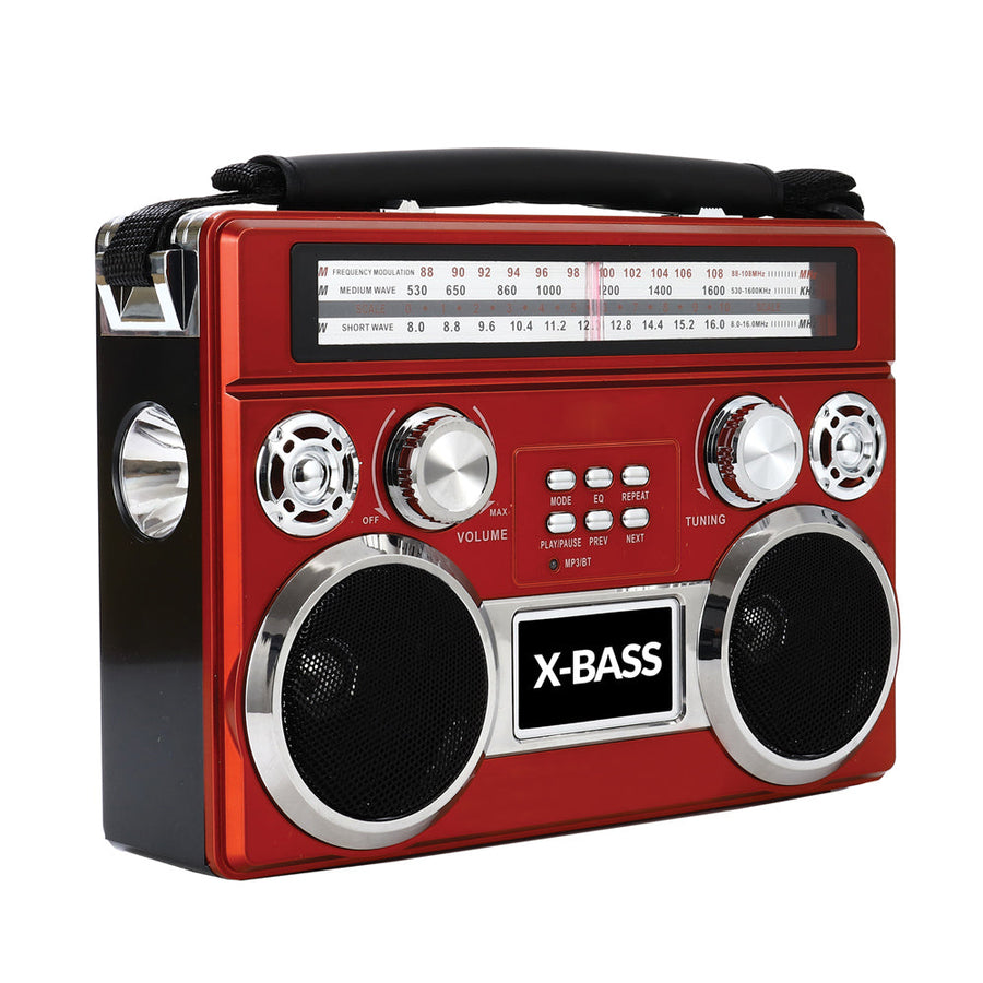 Portable 3 Band Bluetooth Radio with Flashlight & 10 Hour Battery