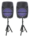 Dual 15 inch Bluetooth True Wireless Sync Party Speakers with Disco Light Combo (NDS-1518D)
