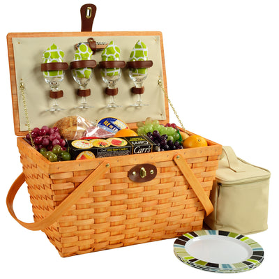 Picnic at Ascot Settler Traditional American Style Picnic Basket with Service for 4 (717H)