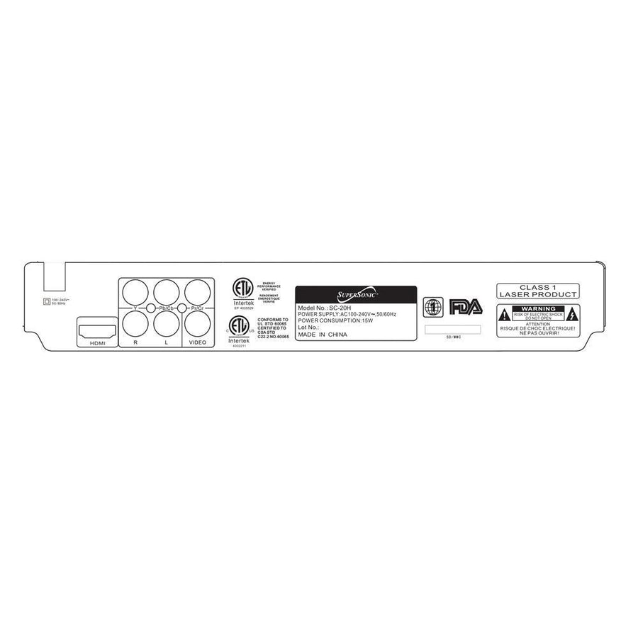 Supersonic 2.0 Channel DVD Player with HDMI Output (SC-20H)