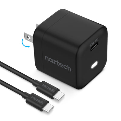 Naztech 30W PD Wall Charger + USB-C to USB-C Cable 4ft Black (15392-HYP)