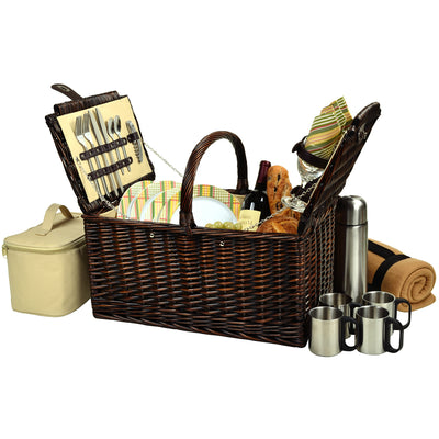 Picnic at Ascot Buckingham Picnic Basket with Service for 4, Coffee Set & Blanket (714BC)