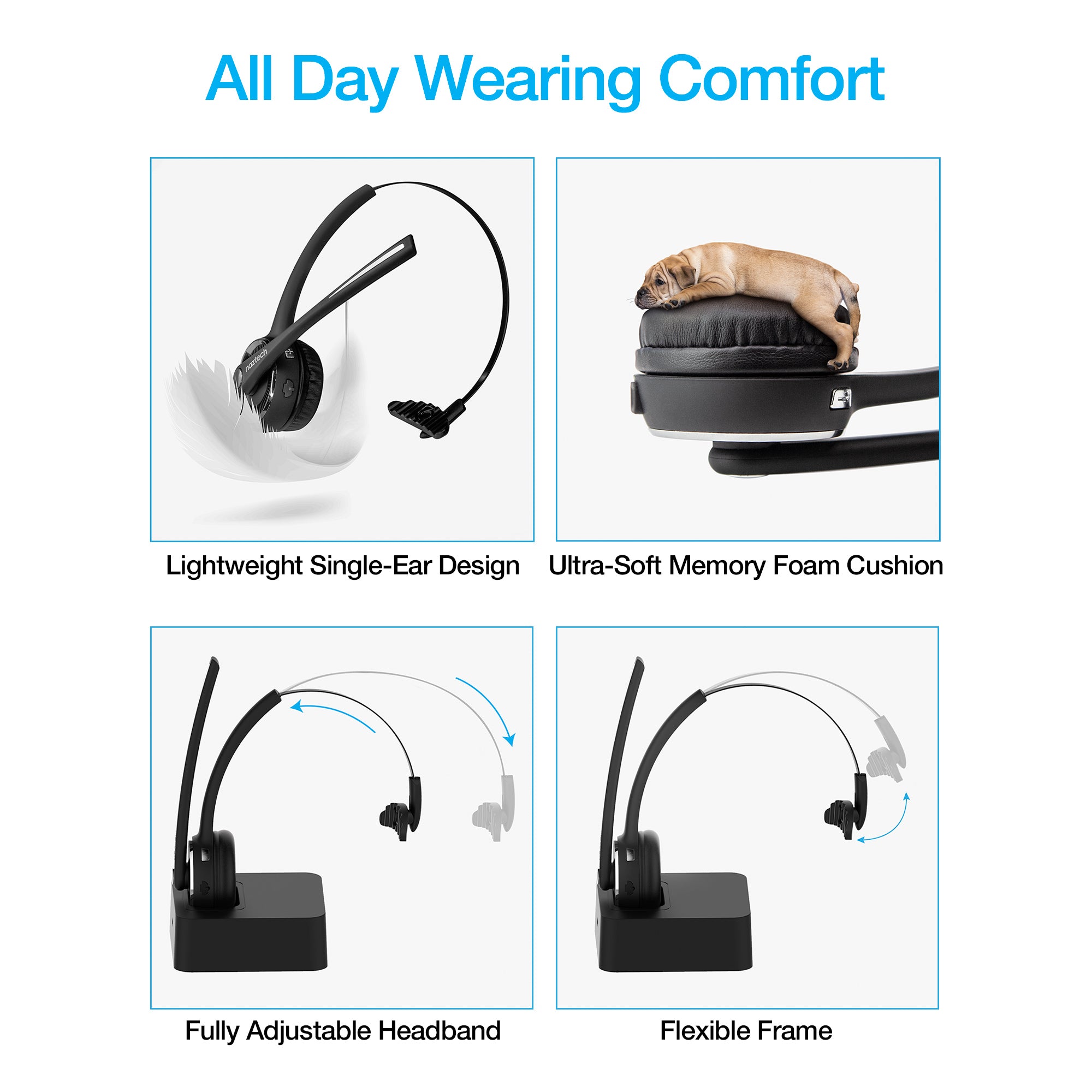 Naztech N980 BT Over-the-Head Headset w Base (15183-HYP)