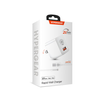 HyperGear 2.4A Wall Charger w MFi Lightning 4ft Cable White (14285-HYP)