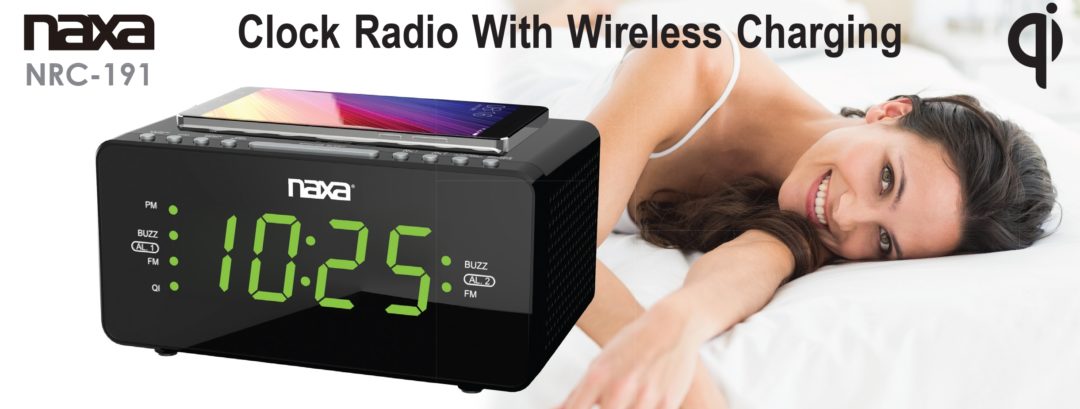 Naxa Dual Alarm Clock with Qi Wireless Charging Function (NRC-191)