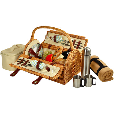 Picnic at Ascot Sussex Picnic Basket with Service for 2, Coffee Set & Blanket (709BC)