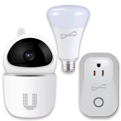 3-Pc. Smart Home Starter Kit with WiFi enabled: HD Camera, Plug, & Bulb (SC-9300SH)