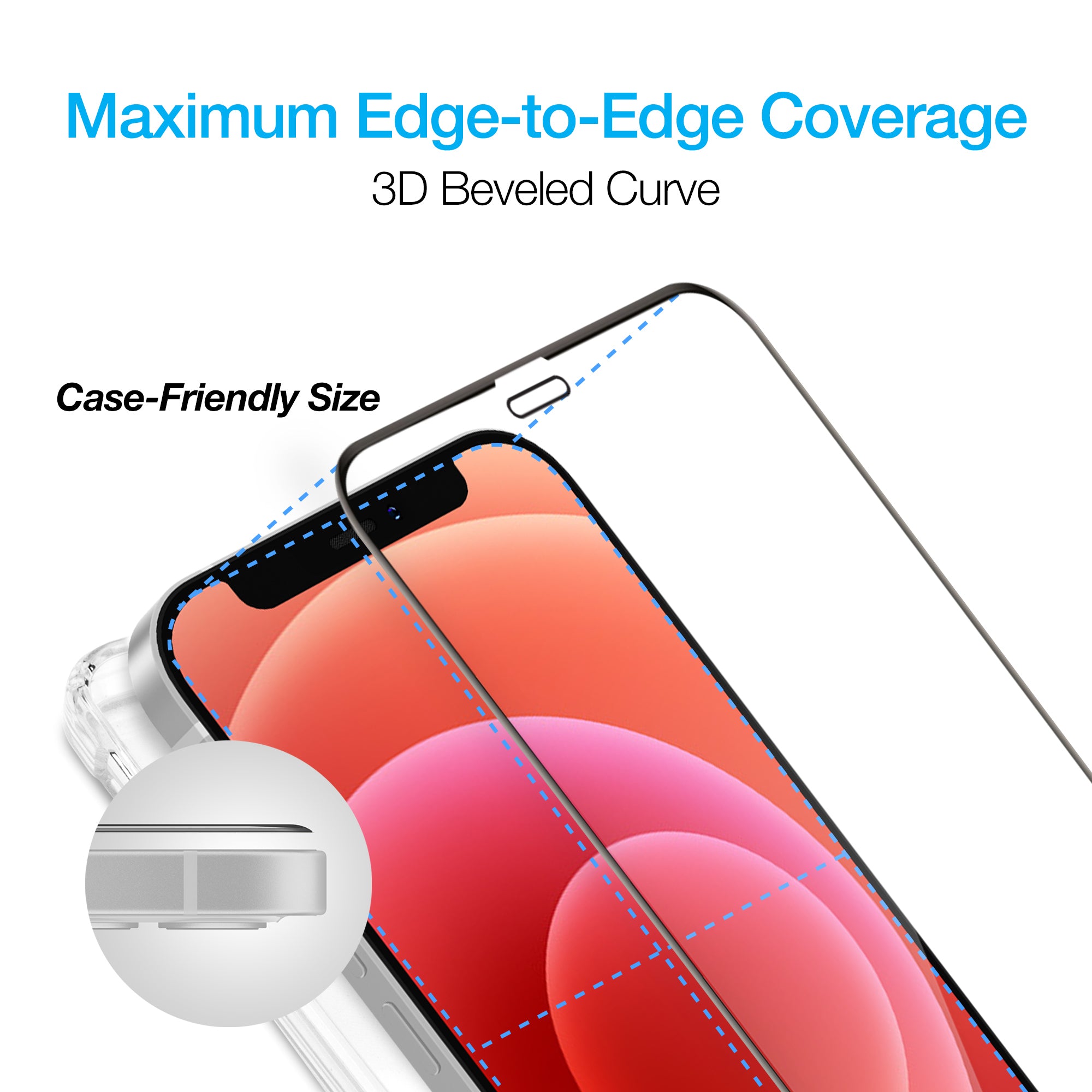 Naztech IntelliShield Tempered Glass Screen Protector with 3D Edge for the iPhone 12 Mini