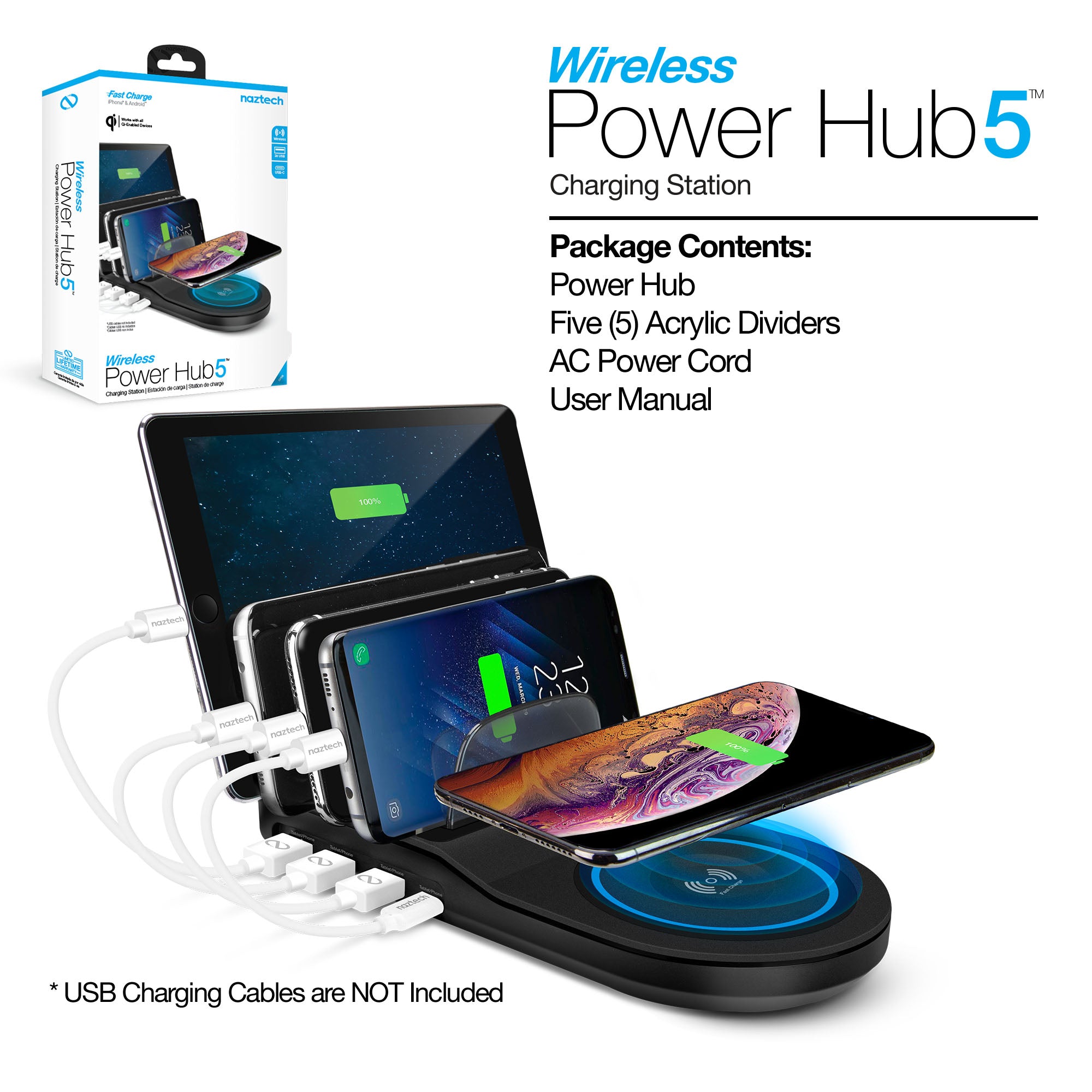 Naztech Wireless Power Hub 5 Black (14573-HYP)