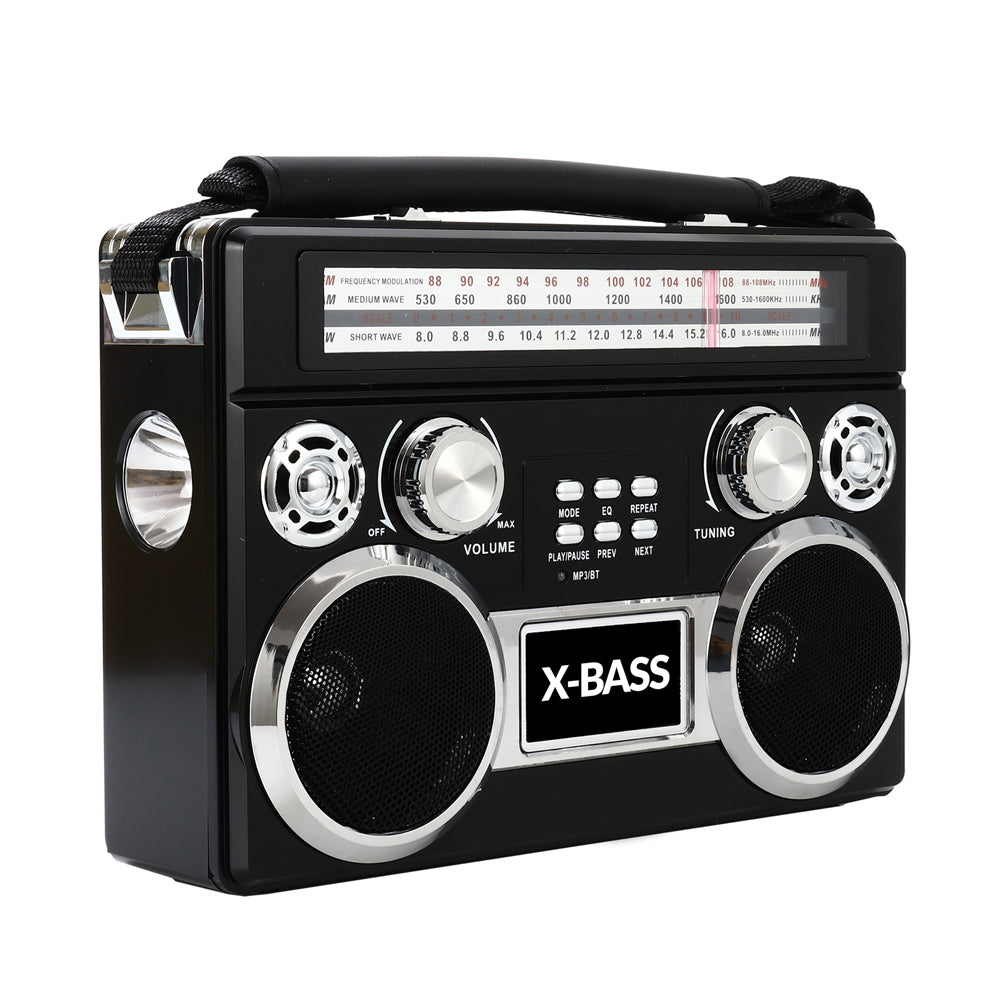 Supersonic Portable 3 Band Bluetooth Radio with Flashlight & 10 Hour Battery