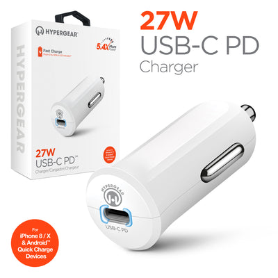 HyperGear USB-C PD 27W Car Charger White (14492-HYP)
