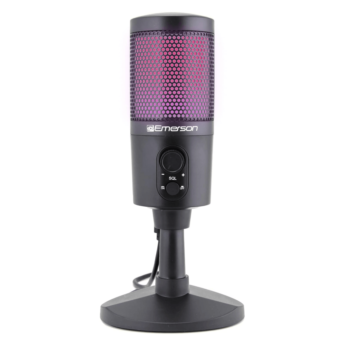 Emerson USB Gaming & Streaming Microphone with RGB Lighting with Tap-to-Mute