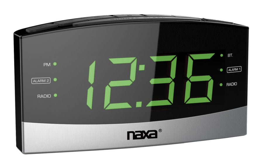 Naxa Bluetooth Easy-Read Dual Alarm Clock with Daily Repeat and USB Charge Port (NRC-181)