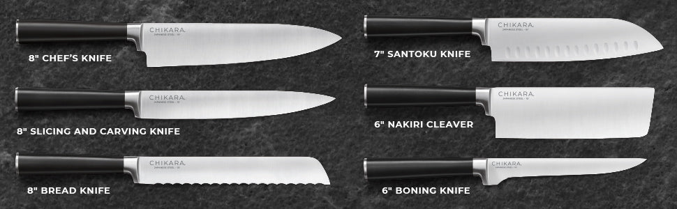 Ginsu Gourmet Chikara Series Japanese Steel 12 Piece Knife Block Set