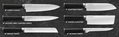 Ginsu Gourmet Chikara Series Forged 420J Japanese Stainless Steel 19-Piece Knife Set with Finished Bamboo Block
