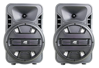 Dual 8 inch Bluetooth True Wireless Sync Party Speakers with Disco Light Combo (NDS-8006D)