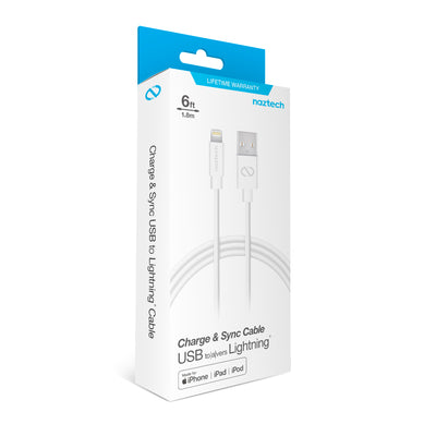 Naztech MFi Lightning Charge & Sync USB Cable 6ft (15257-HYP)